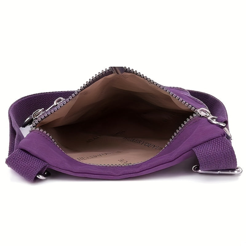 Casual Solid Crossbody Bag Zipper Pockets Bag