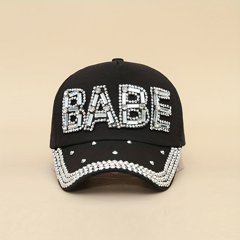 Rhinestone Letter Patch Baseball Cap for Women Men