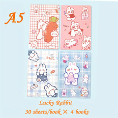 4pcs Lucky Rabbit A5 Car Line Notebook 30sheets Student Stationery
