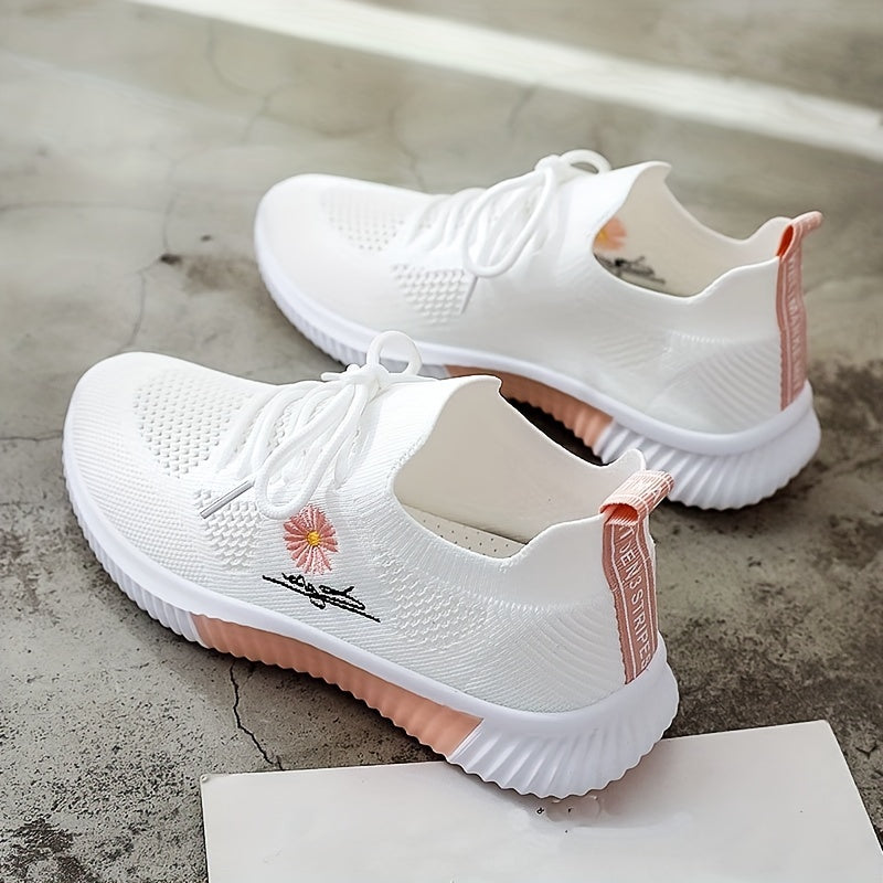 Women's Flower Embroidered Soft Sole Running Shoes