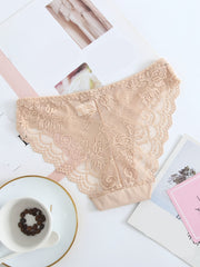 6pcs Mixed Lace Trim Low Waist Panties Pack