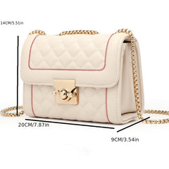 Argyle Pattern Square Bag Quilted Flap Chain Bag Classic Purse