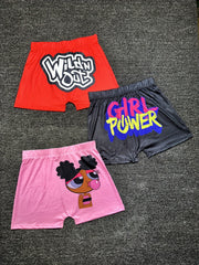 Letter & Graphic Print Skinny Shorts 3 Pack Women's Casual Yoga Shorts