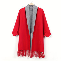 70cm Large Shawl Thick Warm Tassel Scarf Windproof Cape Cardigan
