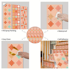 6pcs Vintage Flower Tile 3D DIY Wallpaper - Removable & Easy to Install