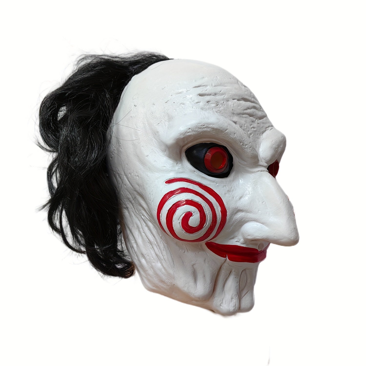 Men's Halloween Saw Mask Horror Billy Puppet Scary Clown Full Head Mask Latex