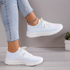 Women's Glitter Sequins Sneakers Lace Up Outdoor Shoes