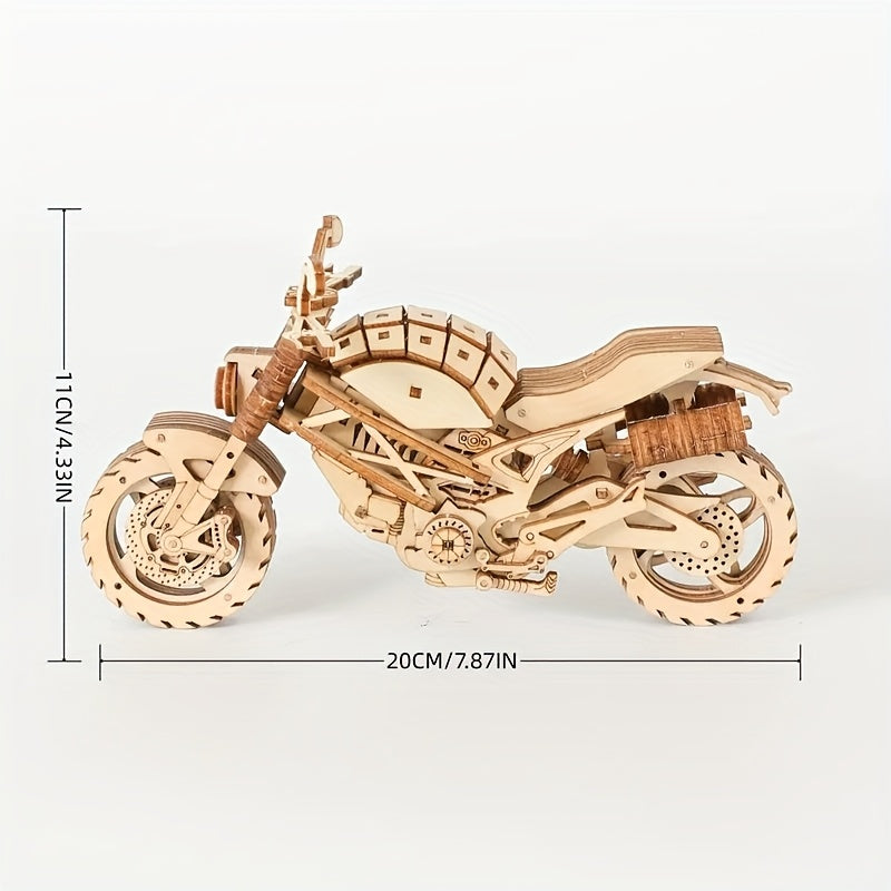 Wooden Motorcycle Model Kit 3D Puzzle Creative Play Holiday Birthday Gift