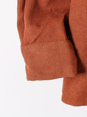 Boys Corduroy Hooded Shirts Long Sleeve Button Down Tops