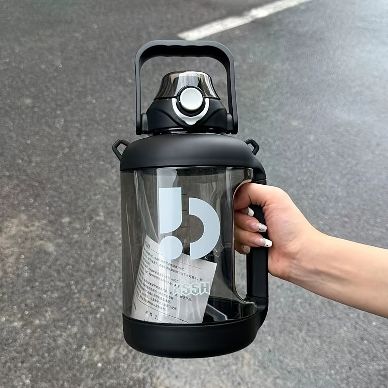 2200ml Letter Printed Water Bottle Portable Flip Top Plastic Water Cup