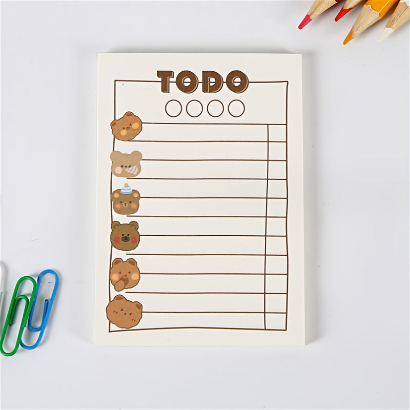 50pcs Bear Memo Pad Heart Small Book Self adhesive Tearable Sticky Notes