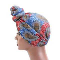 Boho Print Turban Cap Vintage Head Wrap Bandanas Stretchy Beanie Hat