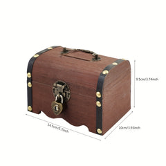 Vintage Wooden Storage Box Treasure Chest for Wedding Gift