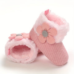 Flower Comfortable Baby Girls Fleece Boots
