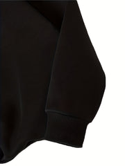 Letter Print Crew Neck Sweatshirt Fall Winter Women's Clothing