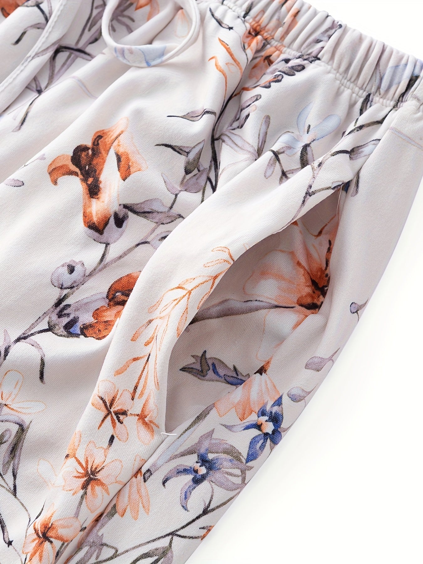 Floral Print Short Sleeve Pajama Set for Women