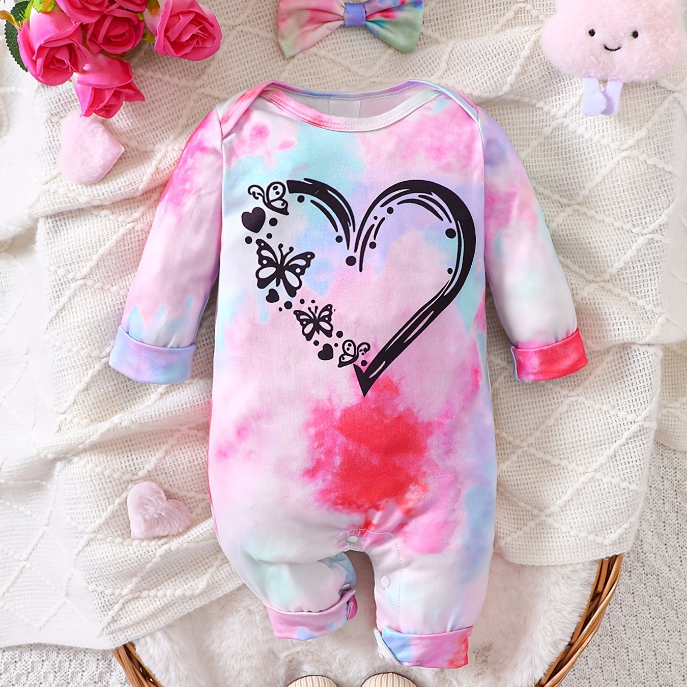 Baby Girl Cartoon Print Long Sleeve Bodysuit