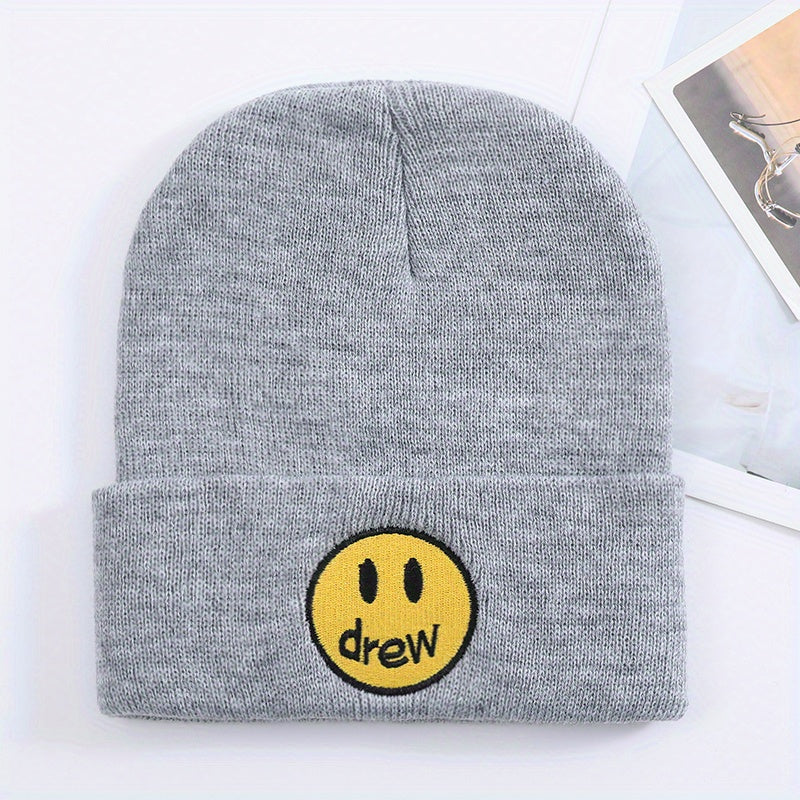 High-end Happy Face Dream Embroidery Woolen Knitted Cold Hat