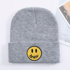 High-end Happy Face Dream Embroidery Woolen Knitted Cold Hat