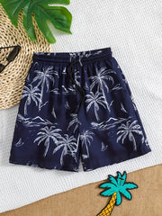 Boys Swim Trunks Coconut Trees Elastic Waist Beach Pants