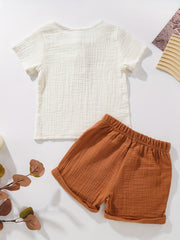 Baby Boy Summer Cotton Yarn Two piece Set tee Top & Shorts