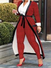 Houndstooth Cardigan & Skinny Pants Two Piece Set