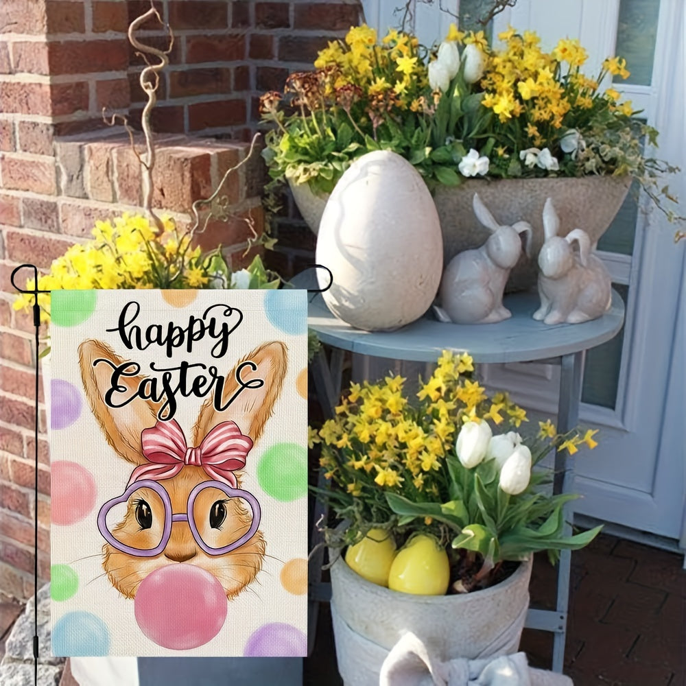 Easter Bunny Garden Flag Double Sided Burlap Small Yard Decoration