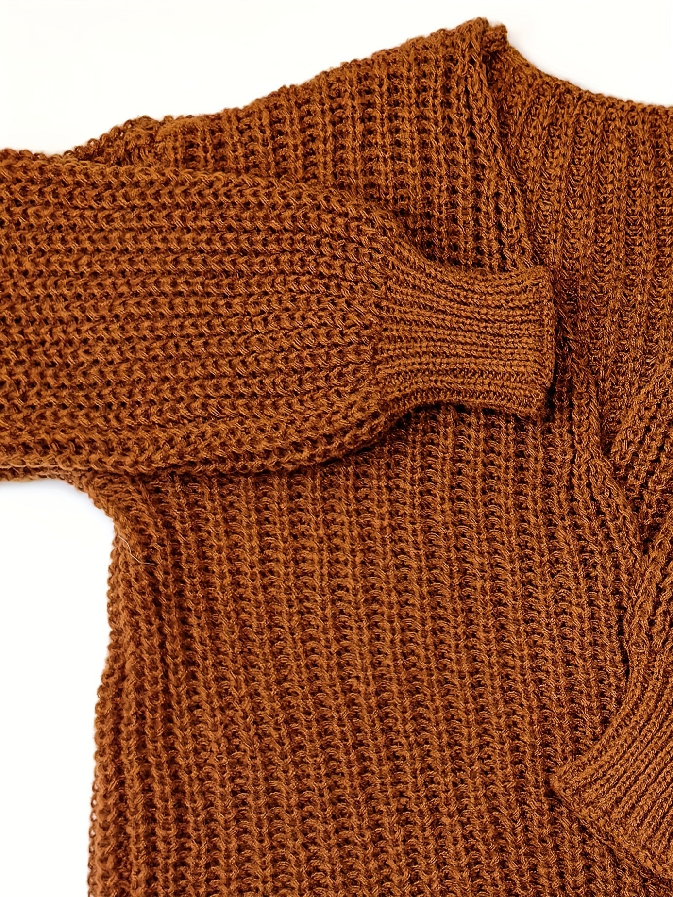Solid Lantern Sleeve Chunky Knitted Cardigan