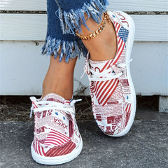 Women's Flag & Letter Canvas Shoes Slip On Casual Sneakers