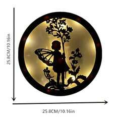 Children's Room LED Wall Clock Creative Lamp Retro Wooden Sign Hanging Lamp