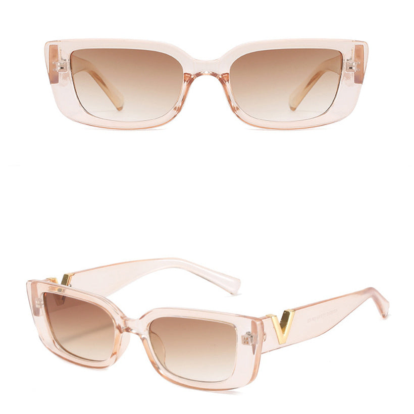 Rectangle Cat Eye Thin Sunglasses for Women 90s Y2K Vintage