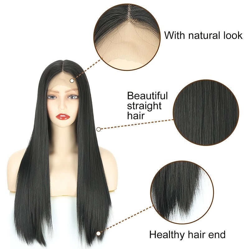 Long Straight Lace Front Wig 26 Inch Synthetic Wig for Women
