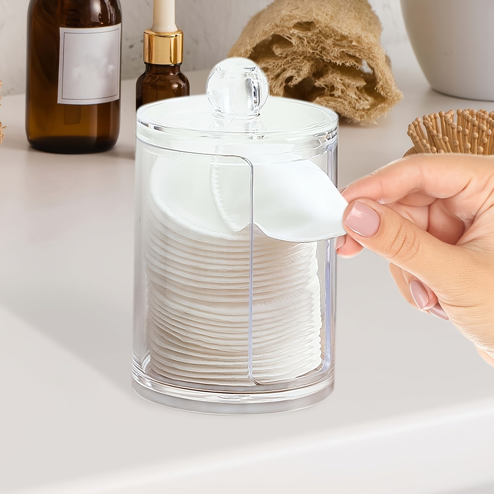 Makeup Pads Storage Rack Acrylic Holder Container with Lid