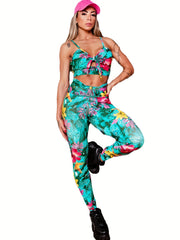 Flower Printed High Waist Yoga Leggings for Women