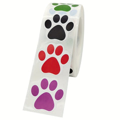 500 Dog Puppy Paw Prints Stickers Colorful Labels