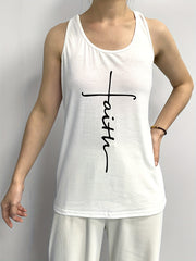 Faith Print Twist Back Tank Top