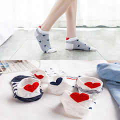 5 Pairs Heart Pattern Ankle Socks Women's Stockings