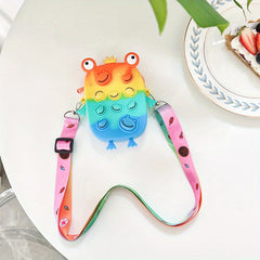 Frog Shape Rainbow Crossbody Bag Colorful Shoulder Straps Coin Purse Gift