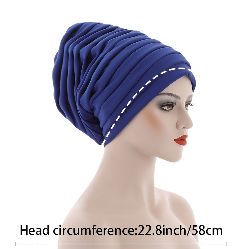 Women Beanie Hat Turban Hat Folding Warm Cap Wrap Scarf Cap