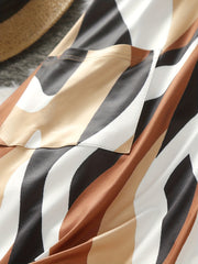 Women's Plus Size Colorblock Stripe Print V Neck Dress With Pockets