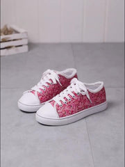Floral Print Canvas Lace Up Sneakers Comfortable Low Top Shoes