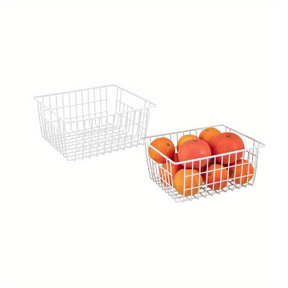 2pcs Metal Wire Baskets for Pantry Organization with Handle