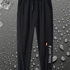 Boys Letter Graphic Quick drying Trousers Drawstring Waist Thin Casual Sport Jog