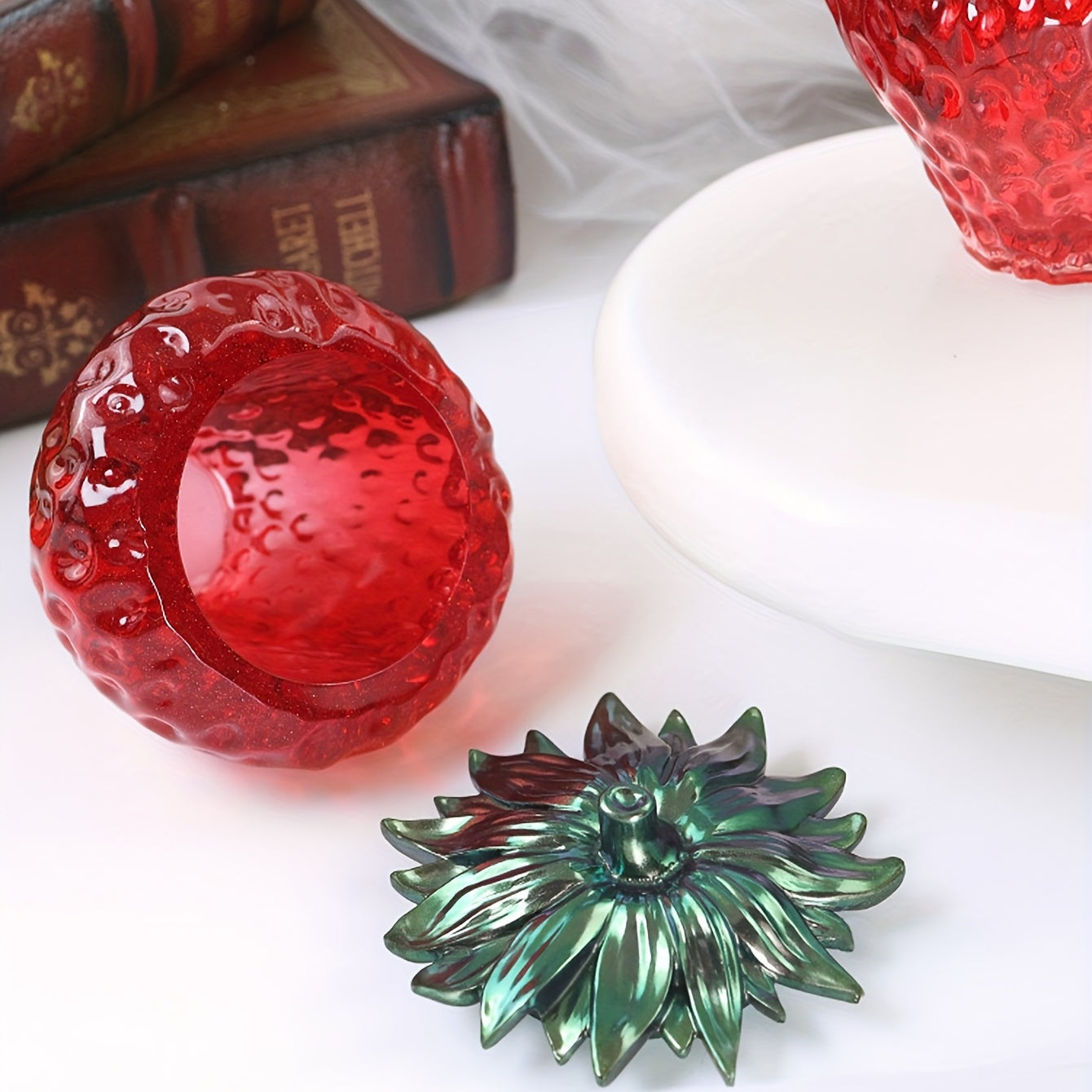 Strawberry Storage Box Resin Mold Set with Lid for DIY Jewelry