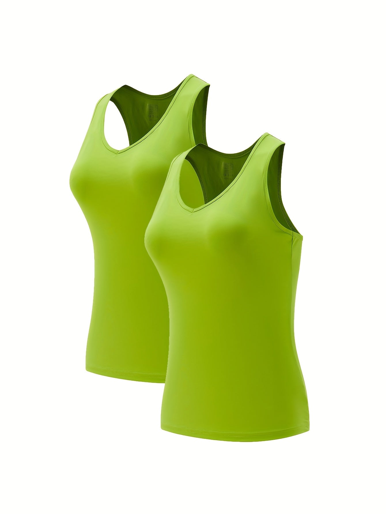 2pcs Solid Slim Fit V Neck Sports Tank Top Women's Tops
