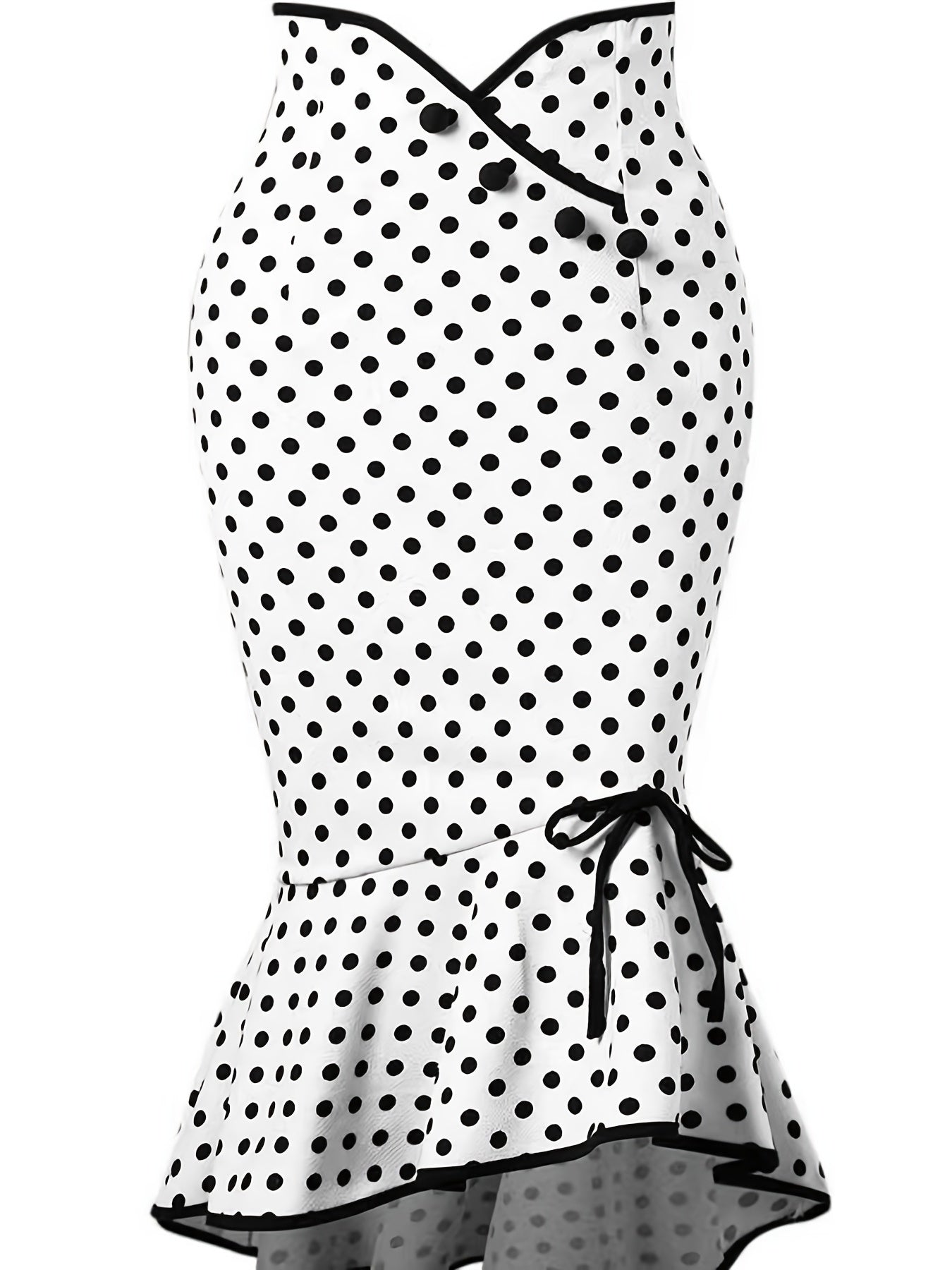 Polka Dot Bodycon Lace Up Fishtail Skirt