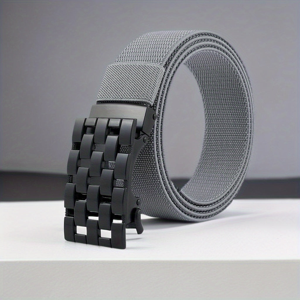 Men's Rectangular Hollow Canvas Belt Automatic Buckle