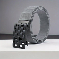 Men's Rectangular Hollow Canvas Belt Automatic Buckle