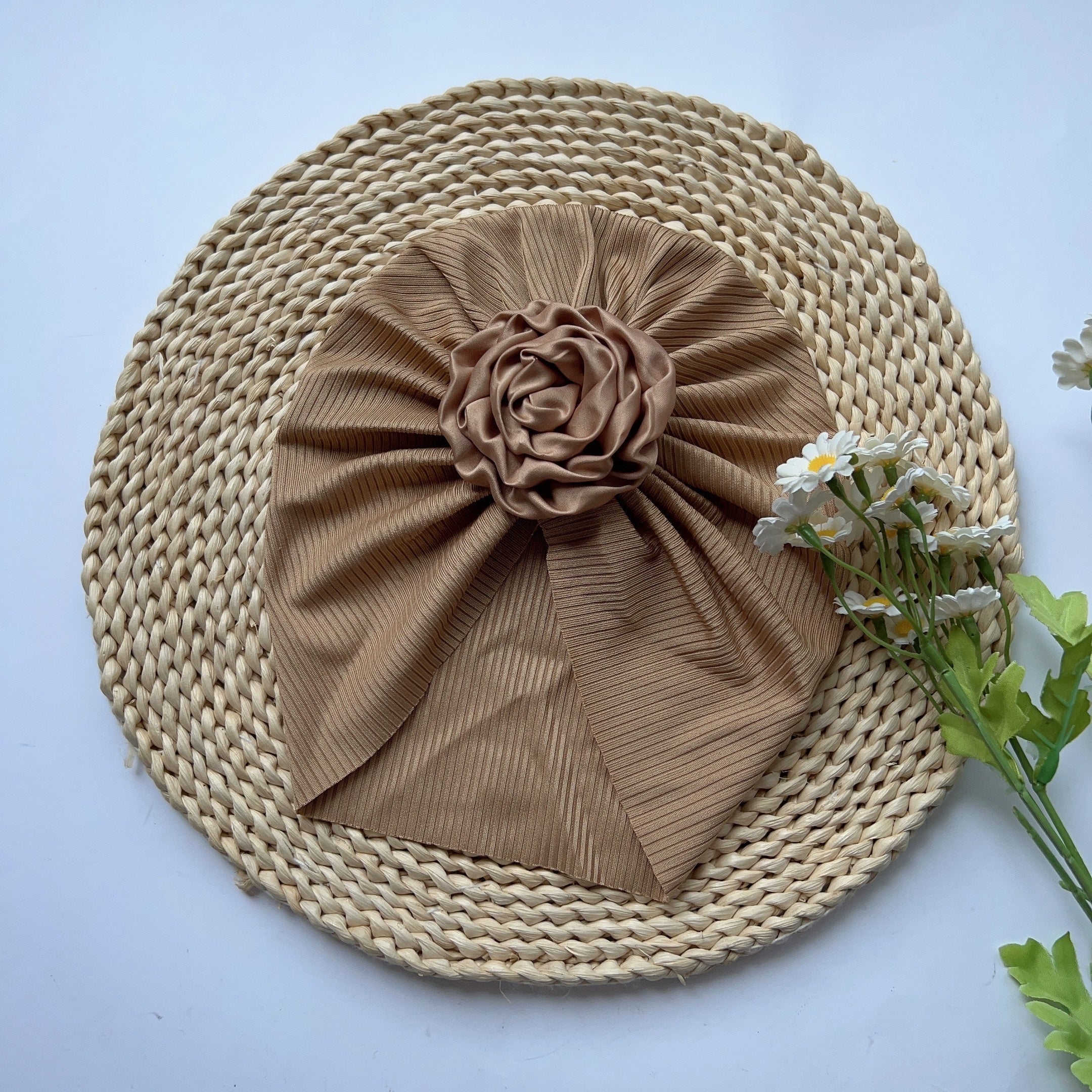 Baby Girls Flowers Decor Cap Soft Hair Wrap Head Accessories