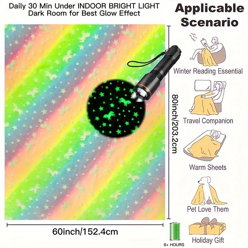 Luminous Rainbow Unicorn Blanket - Birthday Gift Sofa Bed Camping Party Game